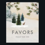 Affiche de cadeaux de fête de mariage en bois<br><div class="desc">Affiche de cadeau élégant de forêt hivernale conçue avec une scène de forêt aux couleurs douces et aquarellées. Cliquez sur Personnaliser pour modifier tout le texte. Articles assortis dans notre conception de fête Cava.</div>