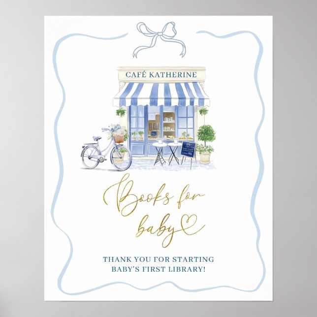 Affiche de café parisien coquet Livres pour bébé (Devant)