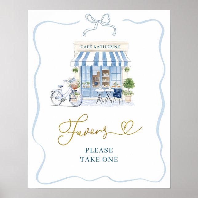 Affiche de café parisien coquette bleu français (Devant)