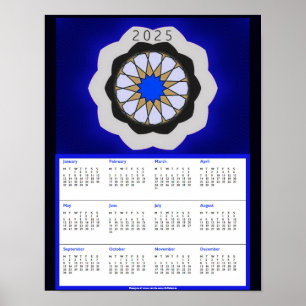 Affiche de calendrier 2025 art géométrique bleu