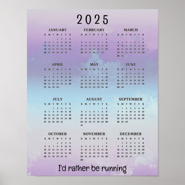 Affiche de calendrier 2025 de conception de joggin (Devant)