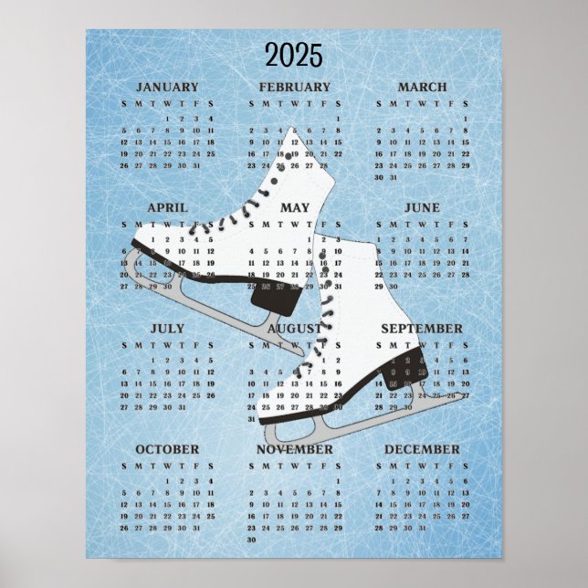 Affiche de calendrier 2025 de conception de patins (Devant)