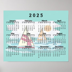 Affiche de calendrier 2025 de conception de voilie