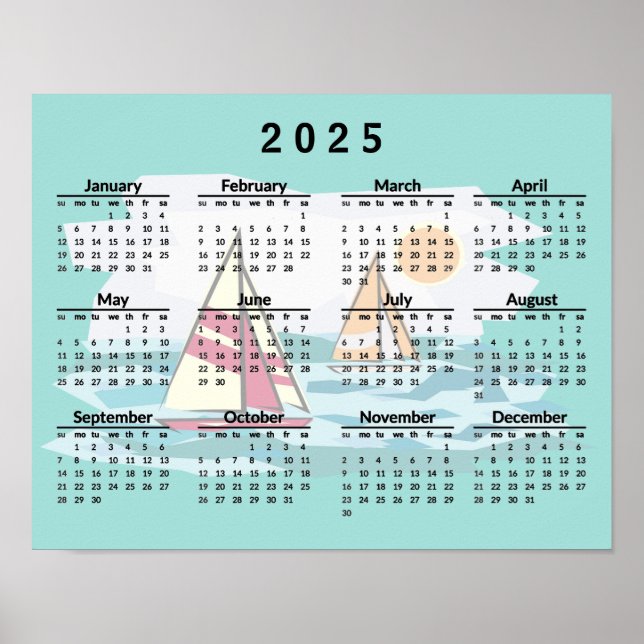 Affiche de calendrier 2025 de conception de voilie (Devant)