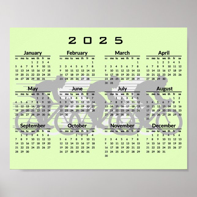 Affiche de calendrier de conception cycliste 2025 (Devant)