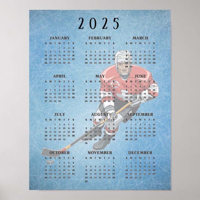 Affiche de calendrier de design de hockey sur glac (Devant)