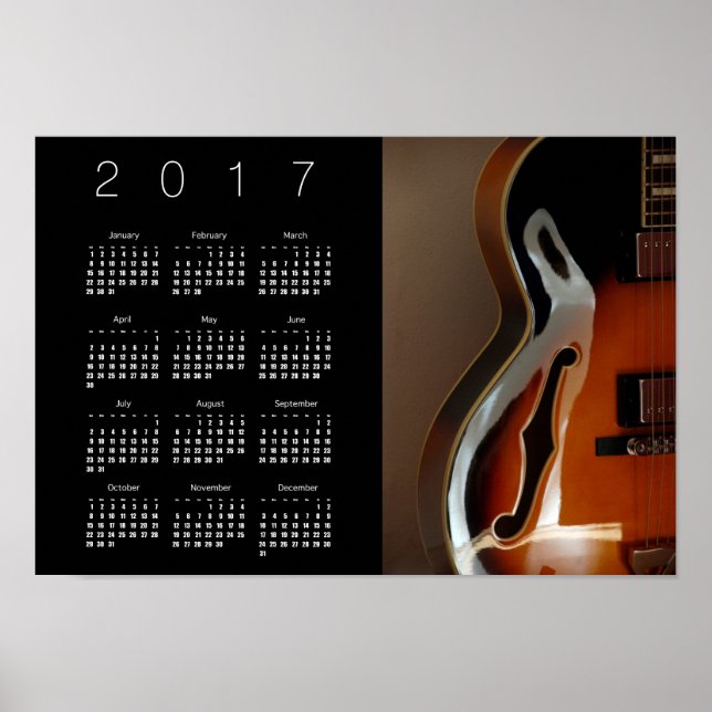 Affiche de calendrier de guitare Archtop 2017 (Devant)