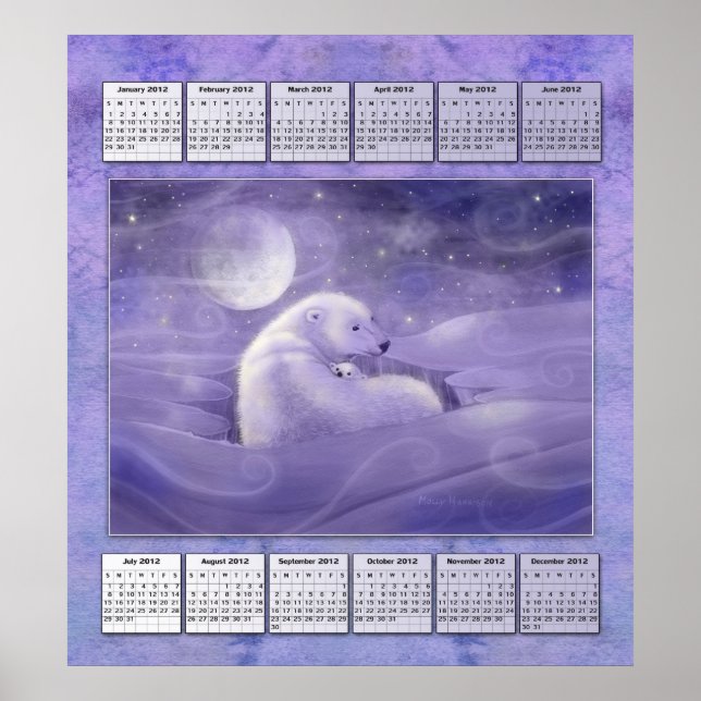 Affiche de calendrier de l'année 2012 de l'ours po (Devant)