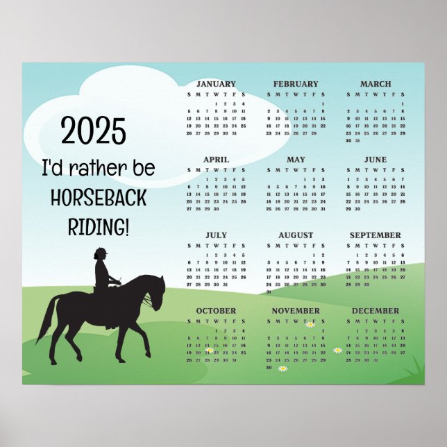Affiche de calendrier de l'équitation 2025 (Devant)