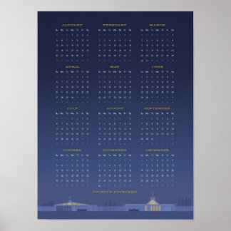 Affiche de calendrier Mid-Century 2014