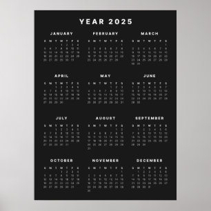 Affiche de calendrier minimaliste 2025