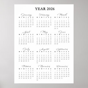 Affiche de calendrier minimaliste 2026