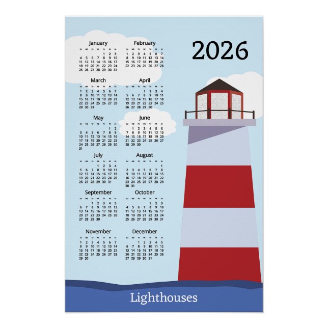 Affiche de calendrier phare 2026 (Devant)