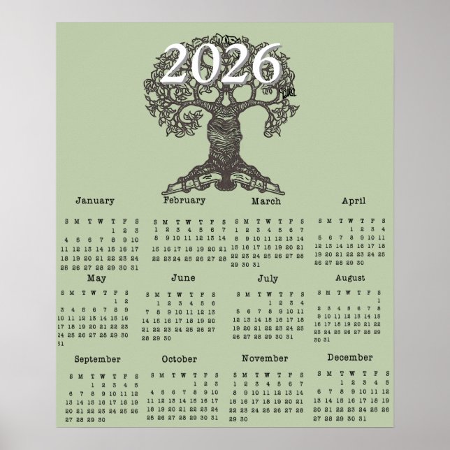 Affiche de calendrier une page Reading Tree 2026 (Devant)