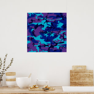 Affiche de camouflage bleu foncé et violet