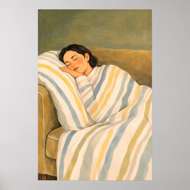 Affiche de canapé de femme endormie, mur relaxant  (Devant)