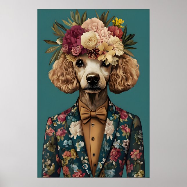 Affiche de caniche en costume, Portrait de caniche (Devant)