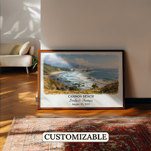 Affiche de Cannon Beach Oregon, Aquarelle, Sur mes