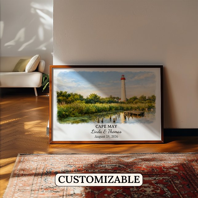 Affiche de Cape May New Jersey, Aquarelle, Sur mes (Créateur téléchargé)