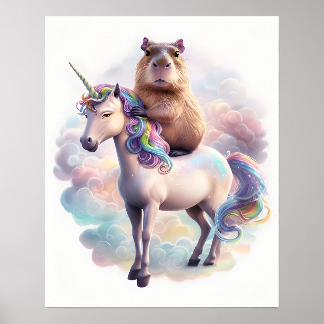 Affiche de capybara sur licorne – Art de fantaisie (Devant)