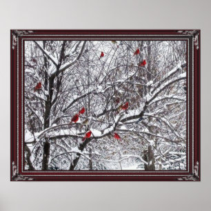 Affiche de cardinaux d'hiver