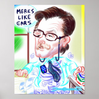 Affiche de caricature de retraite de Dr Meres 2014