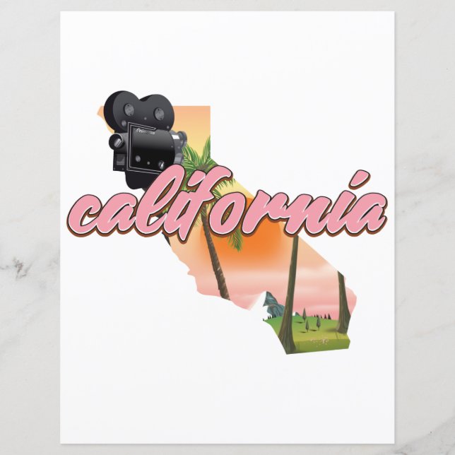 Affiche de carte de Californie États-Unis (Devant)