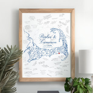 Affiche de carte de Cape Cod pour le livre d'or de
