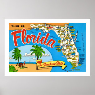 Affiche de carte de Floride Sunshine 20x30