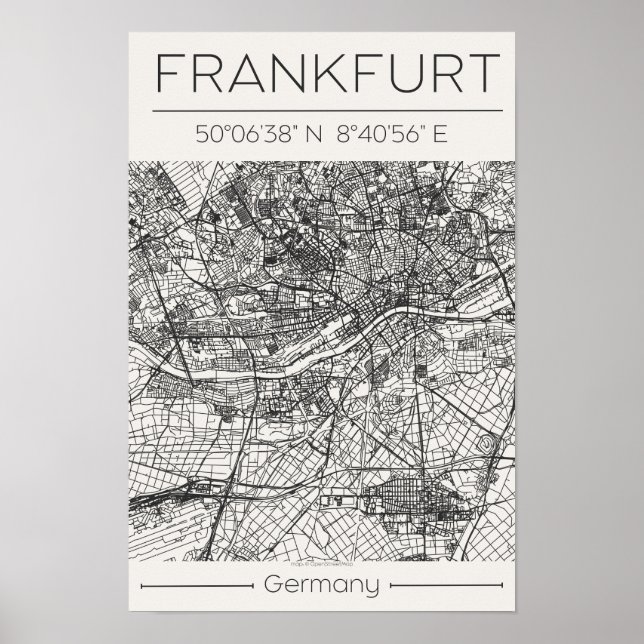 Affiche de carte de Francfort Poster d'art urbain  (Devant)