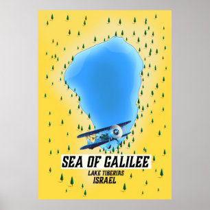 Affiche de carte de la mer de Galilée Israël