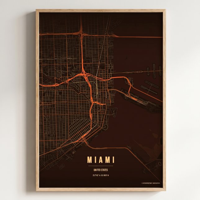 Affiche de carte de la ville de Floride à Miami, i (Créateur téléchargé)