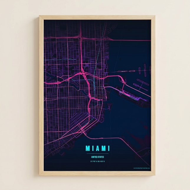 Affiche de carte de la ville de Floride impression (Créateur téléchargé)