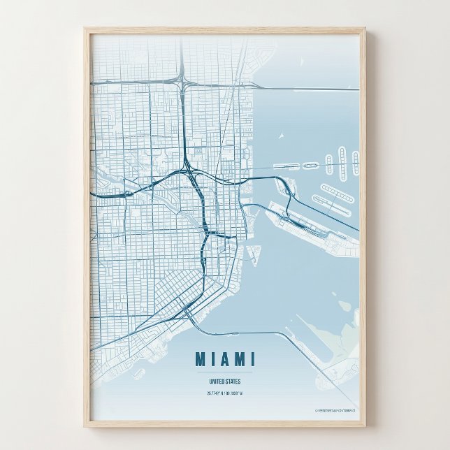 Affiche de carte de la ville de Floride Miami Ocea (Créateur téléchargé)
