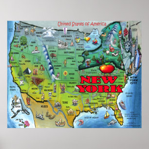 Affiche de carte de New York Etats-Unis