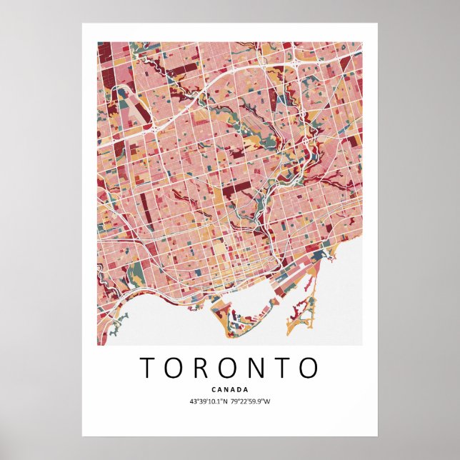 Affiche de carte de Toronto Canada | Art mural de  (Devant)