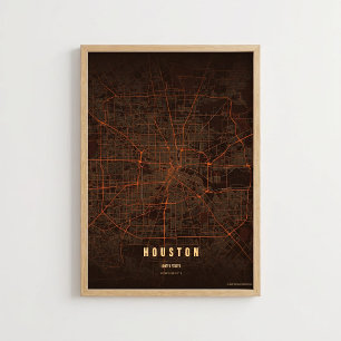 Affiche de carte de vague de chaleur à Houston, Te