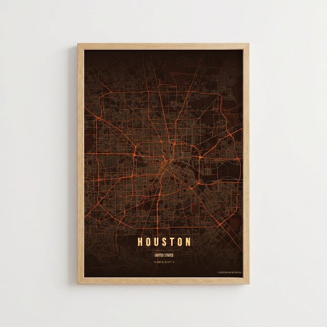 Affiche de carte de vague de chaleur à Houston, Te (Créateur téléchargé)