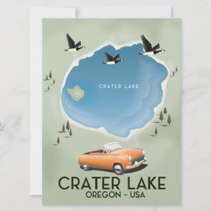 Affiche de carte de voyage du lac Crater Oregon