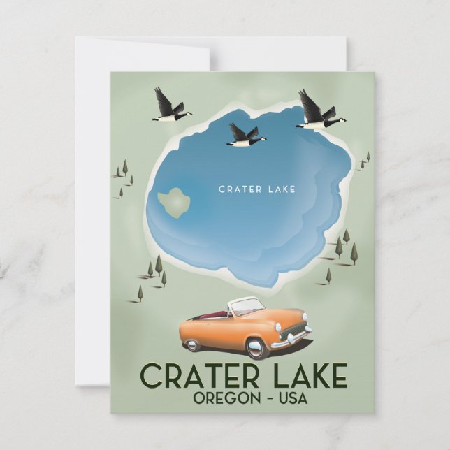 Affiche de carte de voyage du lac Crater Oregon (Devant)