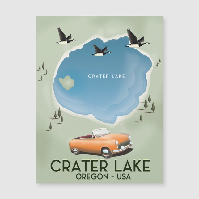 Affiche de carte de voyage du lac Crater Oregon (Devant)