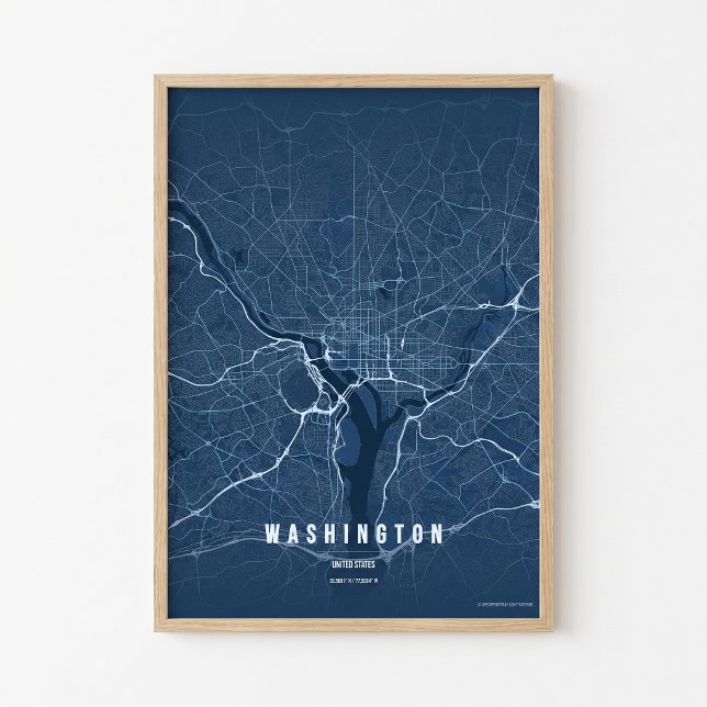 Affiche de carte de Washington D.C. en bleu Plan C (Créateur téléchargé)
