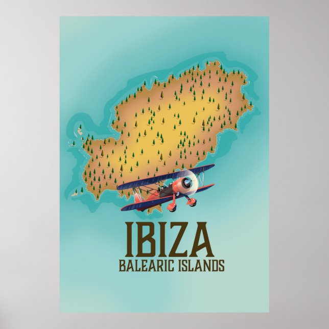 Affiche de carte des îles Baléares d'Ibiza (Devant)