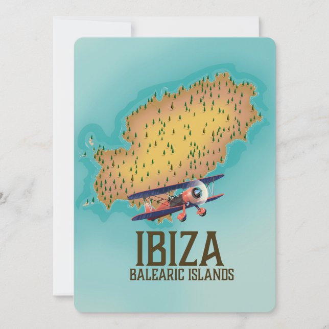 Affiche de carte des îles Baléares Ibiza (Devant)