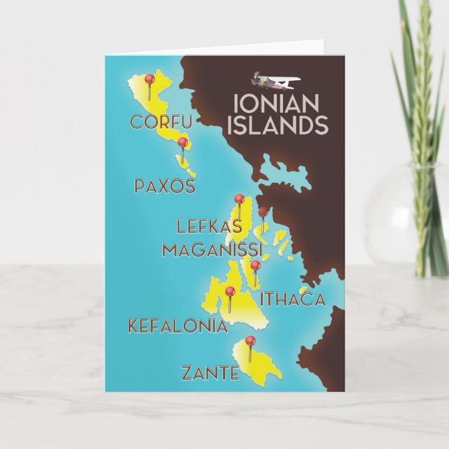 Affiche de carte des îles Ioniennes. (Devant)