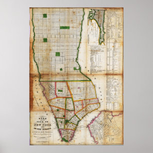 Affiche de carte détaillée vintage de New York 183