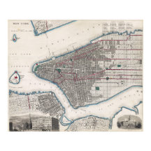 Affiche de carte détaillée vintage de New York 187