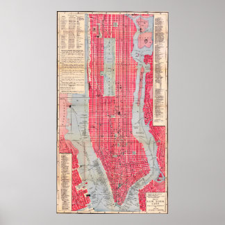 Affiche de carte détaillée vintage de New York 189