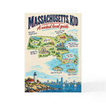 Affiche de carte drôle du Massachusetts | Wicked L