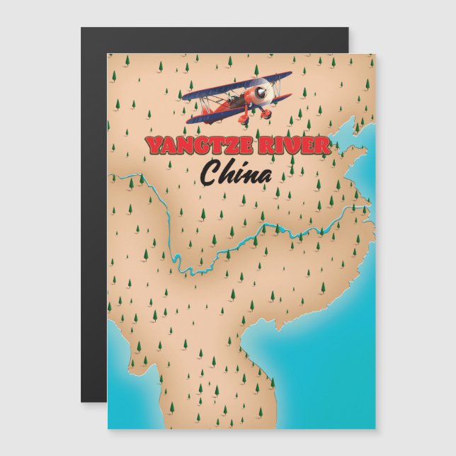 Affiche de carte du fleuve Yangtze Chine (Devant / Derrière)